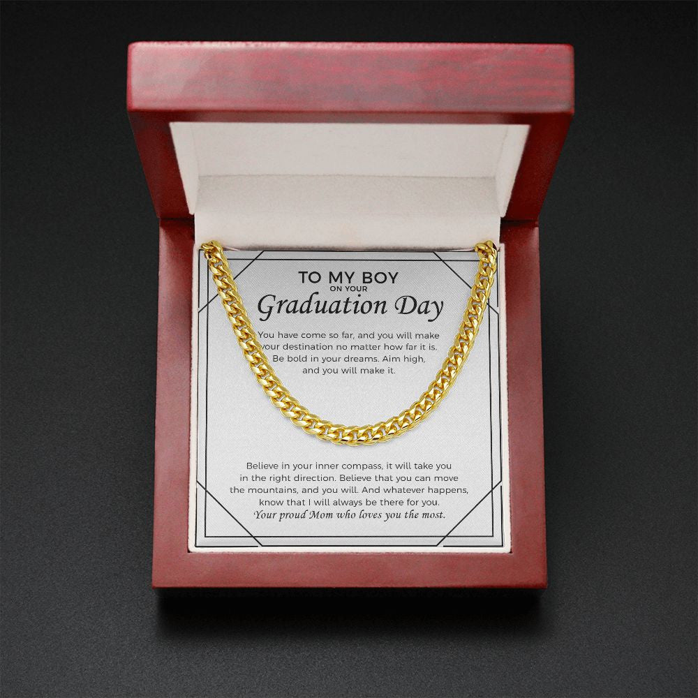 You Have Come So Far cuban link chain gold mahogany box led