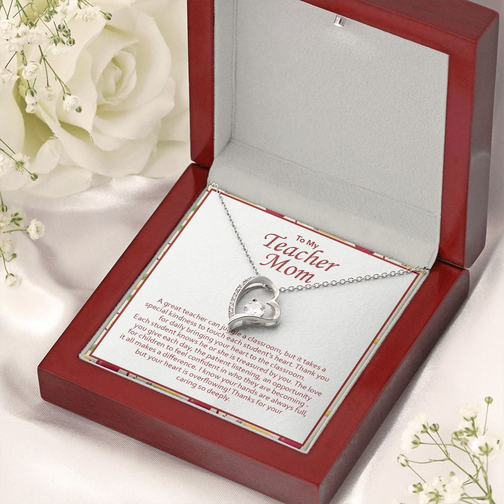Juggle A Classroom forever love silver necklace premium led mahogany wood box