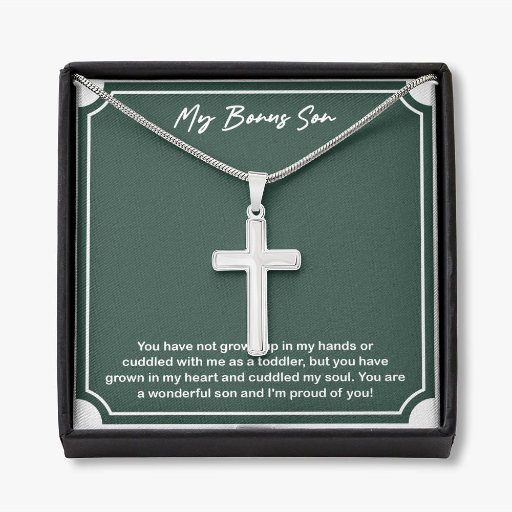 Grown In My Heart stainless steel cross necklace front