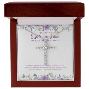 A Beautiful Blessed Union cz cross necklace premium led mahogany wood box