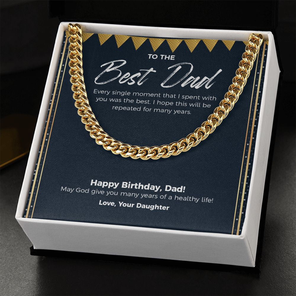 The Best Moment With You cuban link chain gold standard box