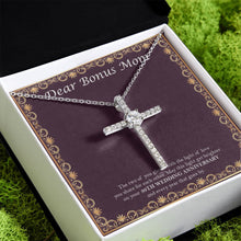 Load image into Gallery viewer, Light Get Brighter cz cross pendant close up
