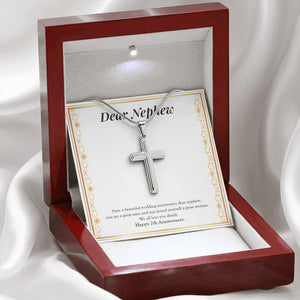 Great Man And Woman stainless steel cross premium led mahogany wood box