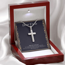 Load image into Gallery viewer, When Things Are Uncertain stainless steel cross premium led mahogany wood box
