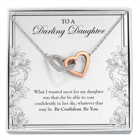 Soar Confidently interlocking heart necklace front