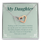 Grown into Gracious Woman interlocking heart necklace front
