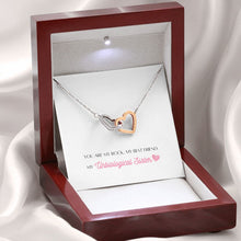 Load image into Gallery viewer, My Rock interlocking heart necklace premium led mahogany wood box
