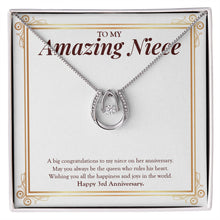 Load image into Gallery viewer, Always Be The Queen In His Heart horseshoe necklace front
