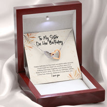 Load image into Gallery viewer, Together and Always interlocking heart necklace premium led mahogany wood box
