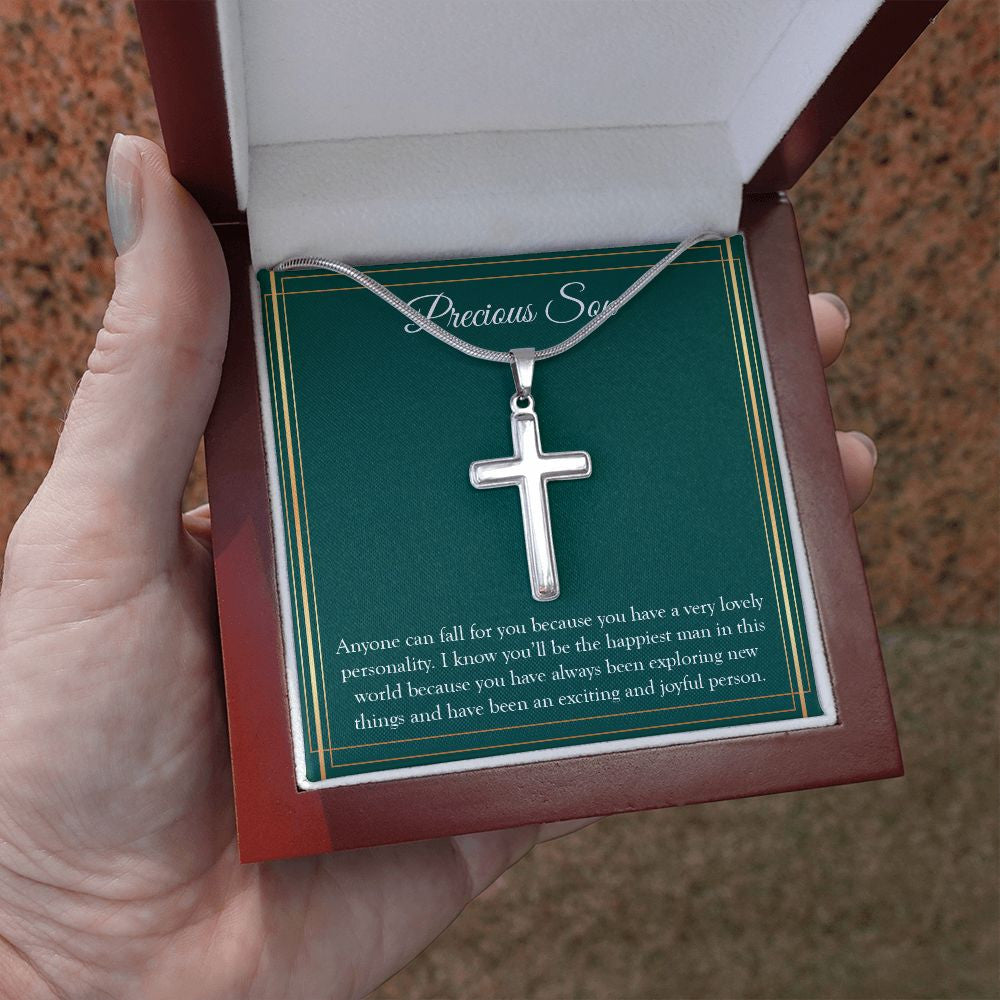 Very Lovely Personality stainless steel cross luxury led box hand holding