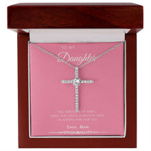 Load image into Gallery viewer, Always Here For You cz cross necklace premium led mahogany wood box
