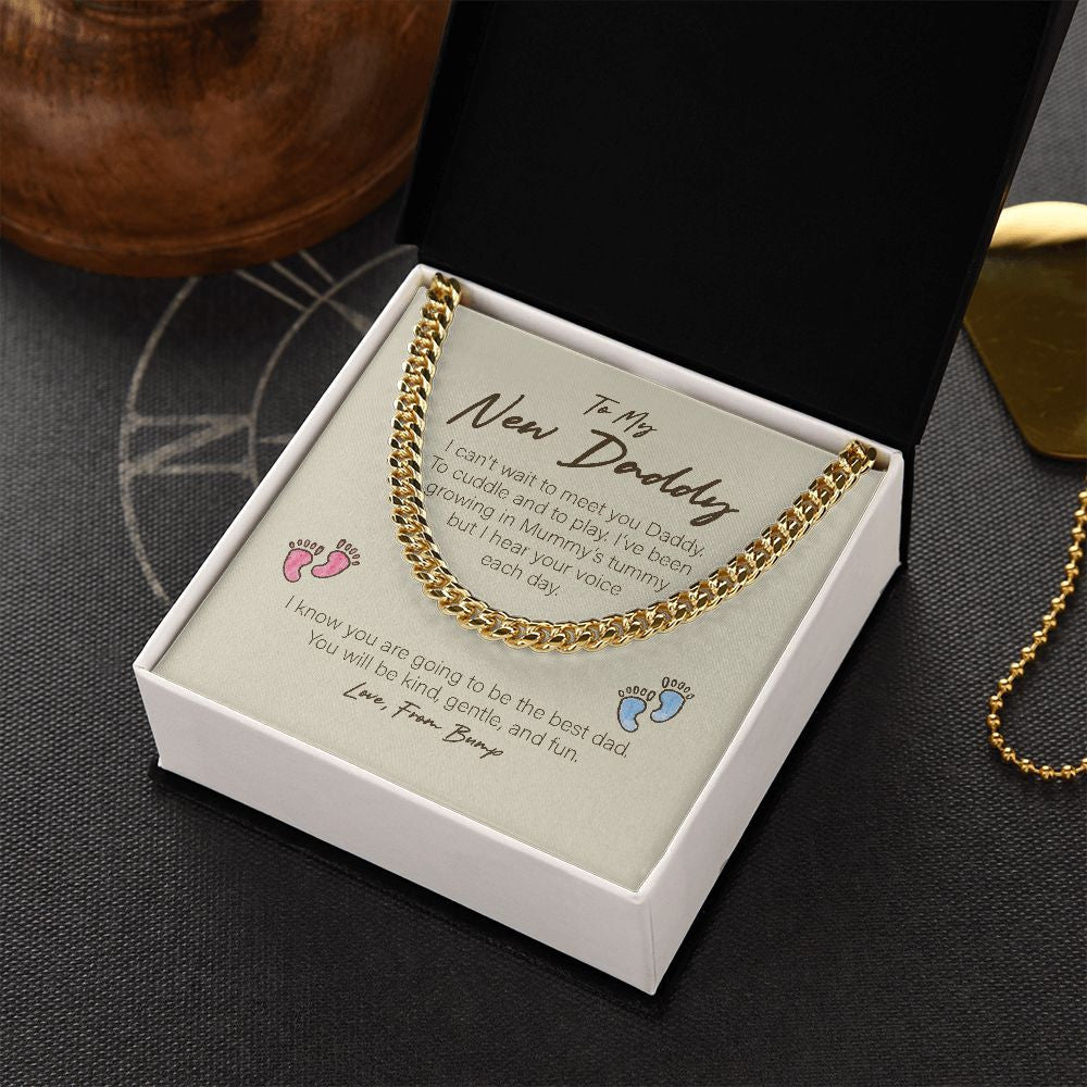 Can't Wait To Meet You cuban link chain gold box side view