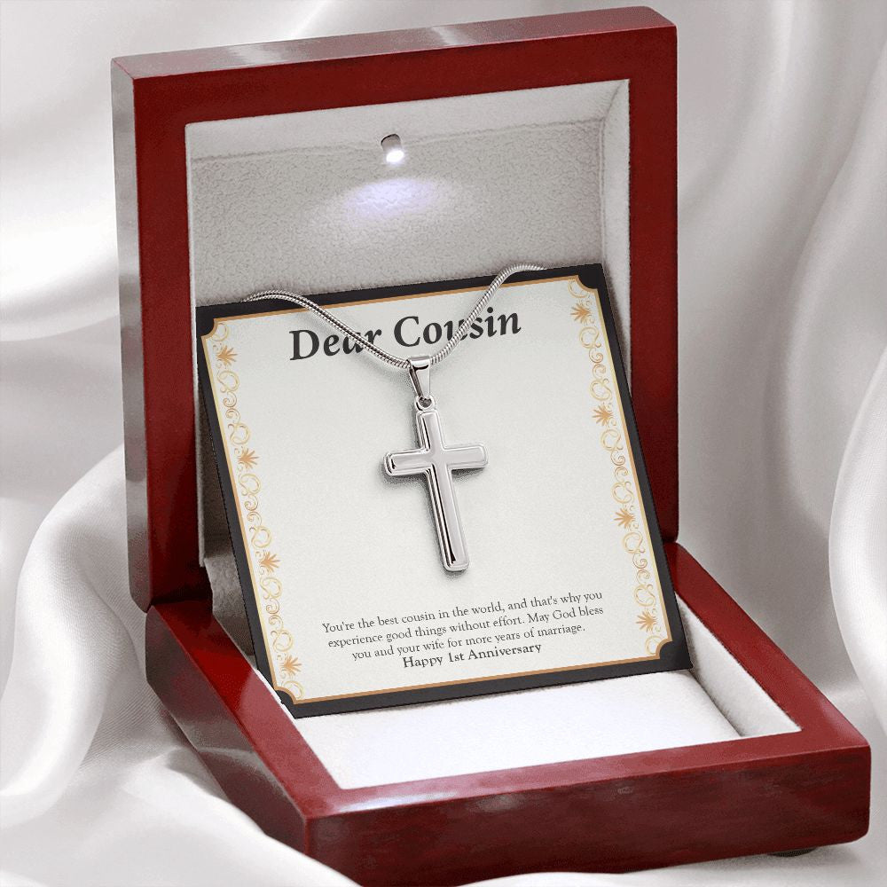 Good Things Without Effort stainless steel cross premium led mahogany wood box