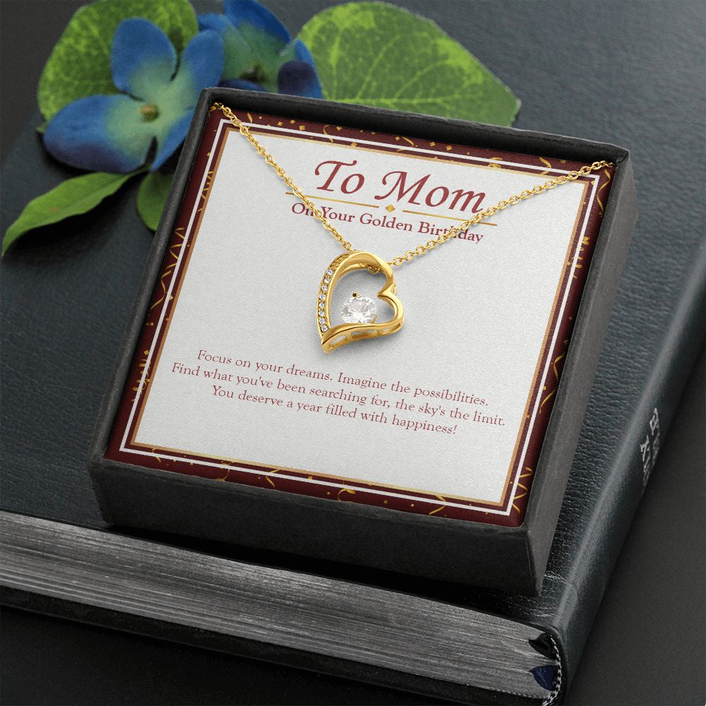 Focus On Your Dreams forever love gold necklace front