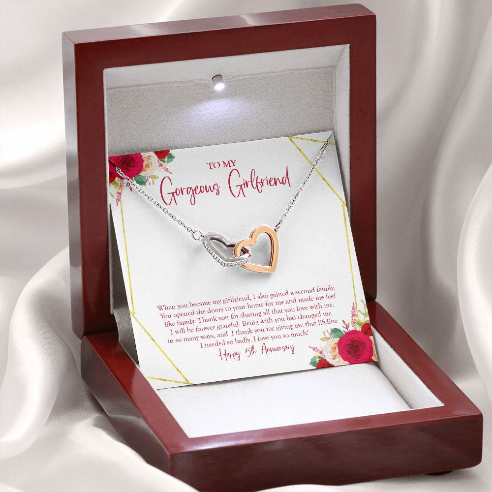 Thank You For Sharing interlocking heart necklace premium led mahogany wood box