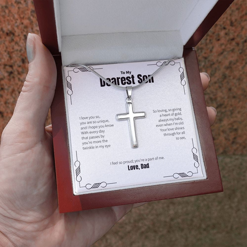 A Heart Of Gold stainless steel cross luxury led box hand holding