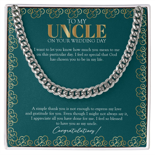 God Has Chosen cuban link chain silver front