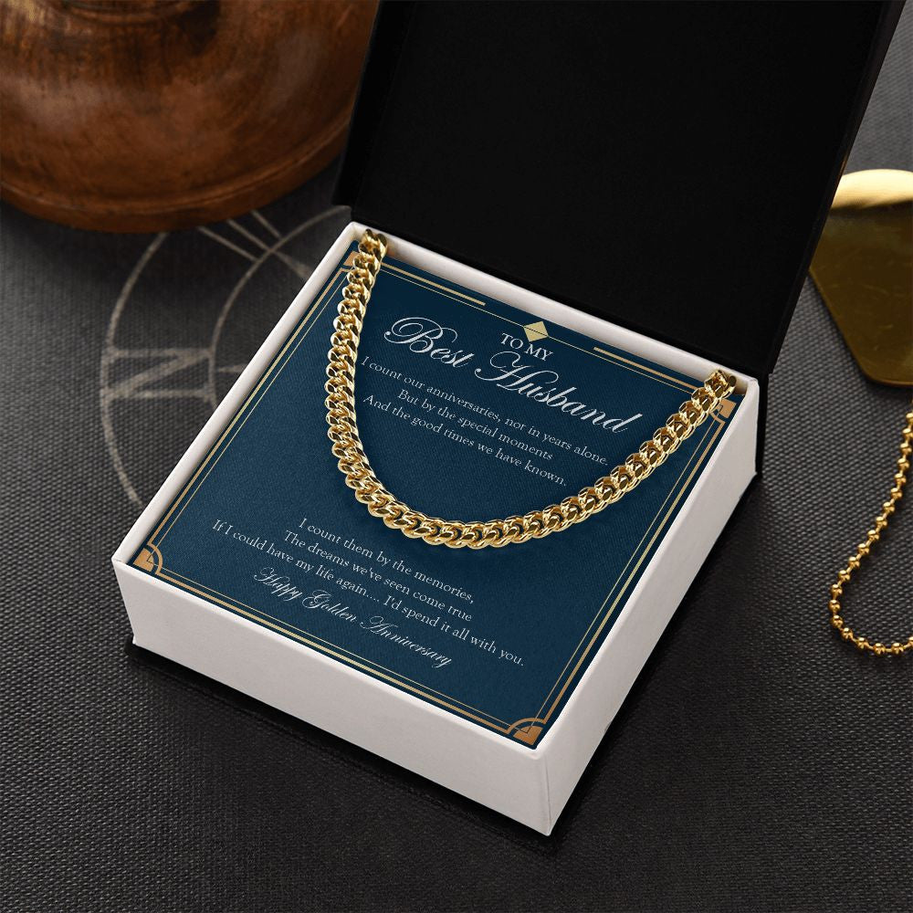 The Good Times cuban link chain gold box side view