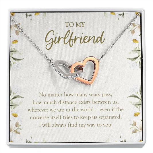 Always Find My Way To You interlocking heart necklace front