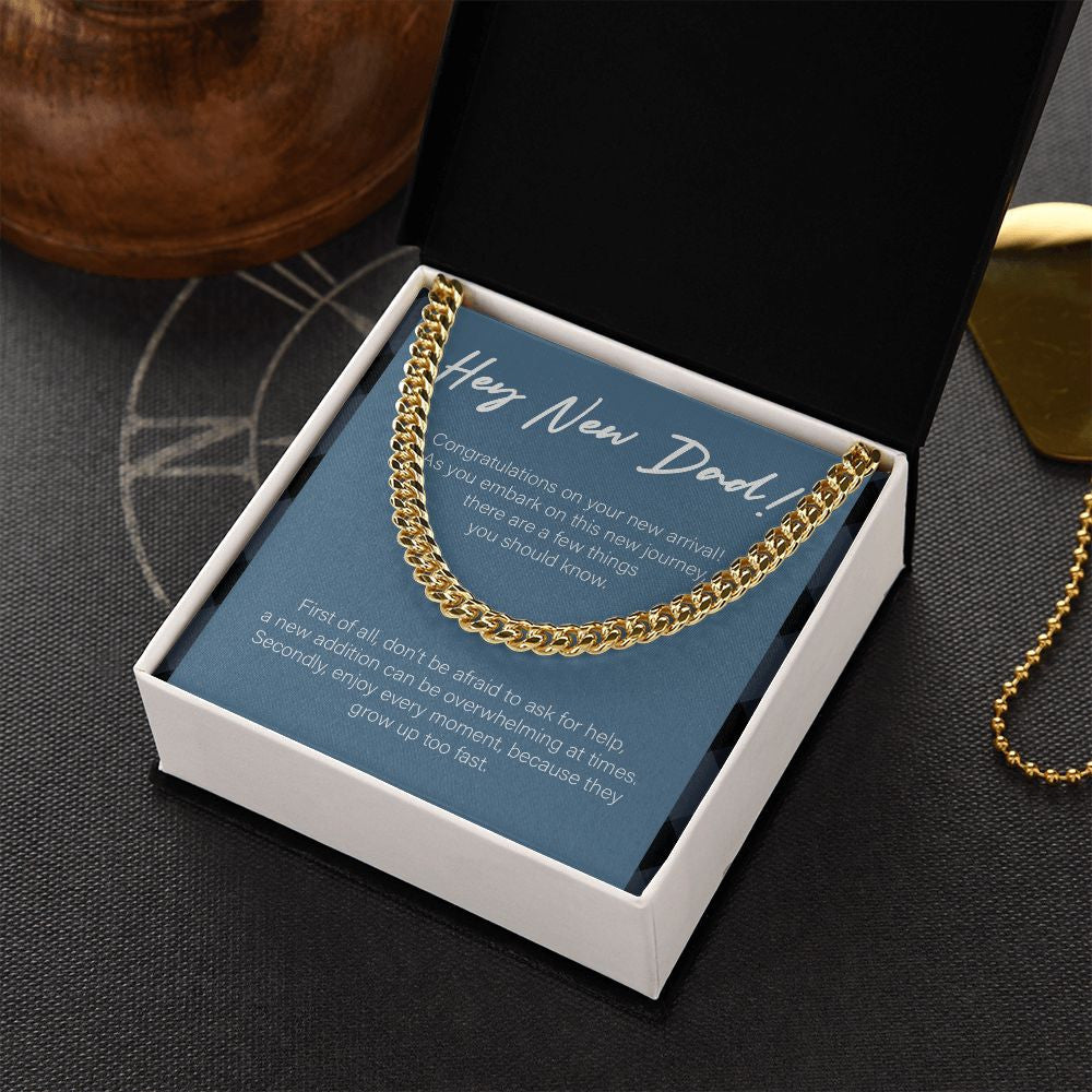 Embark On New Journey cuban link chain gold box side view