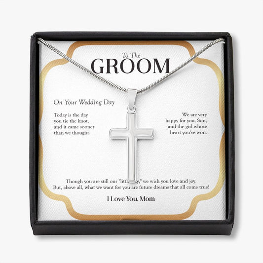 Future Dreams stainless steel cross necklace front