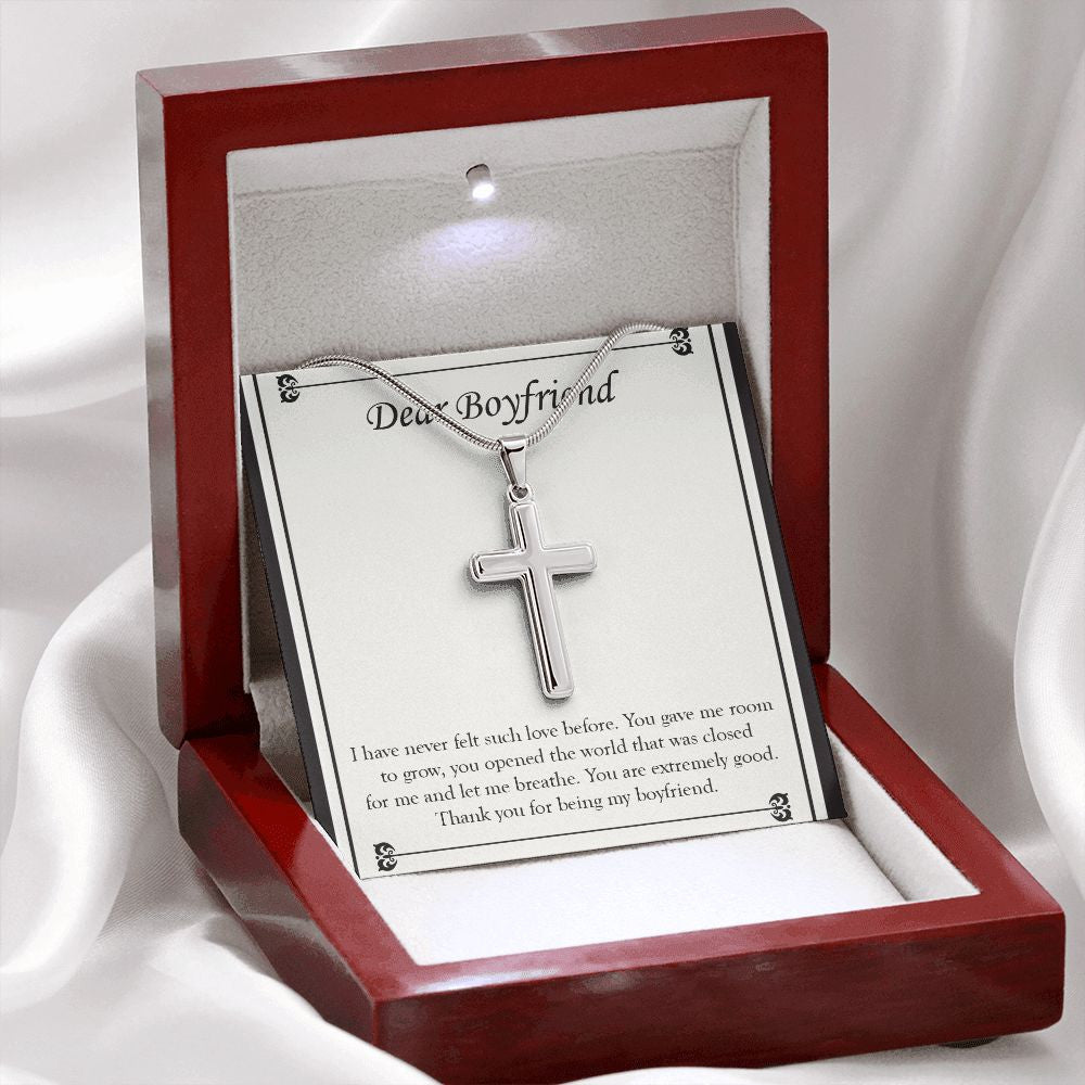 You Gave me Room To Grow stainless steel cross premium led mahogany wood box