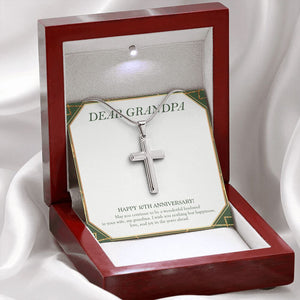 Nothing But Happiness stainless steel cross premium led mahogany wood box