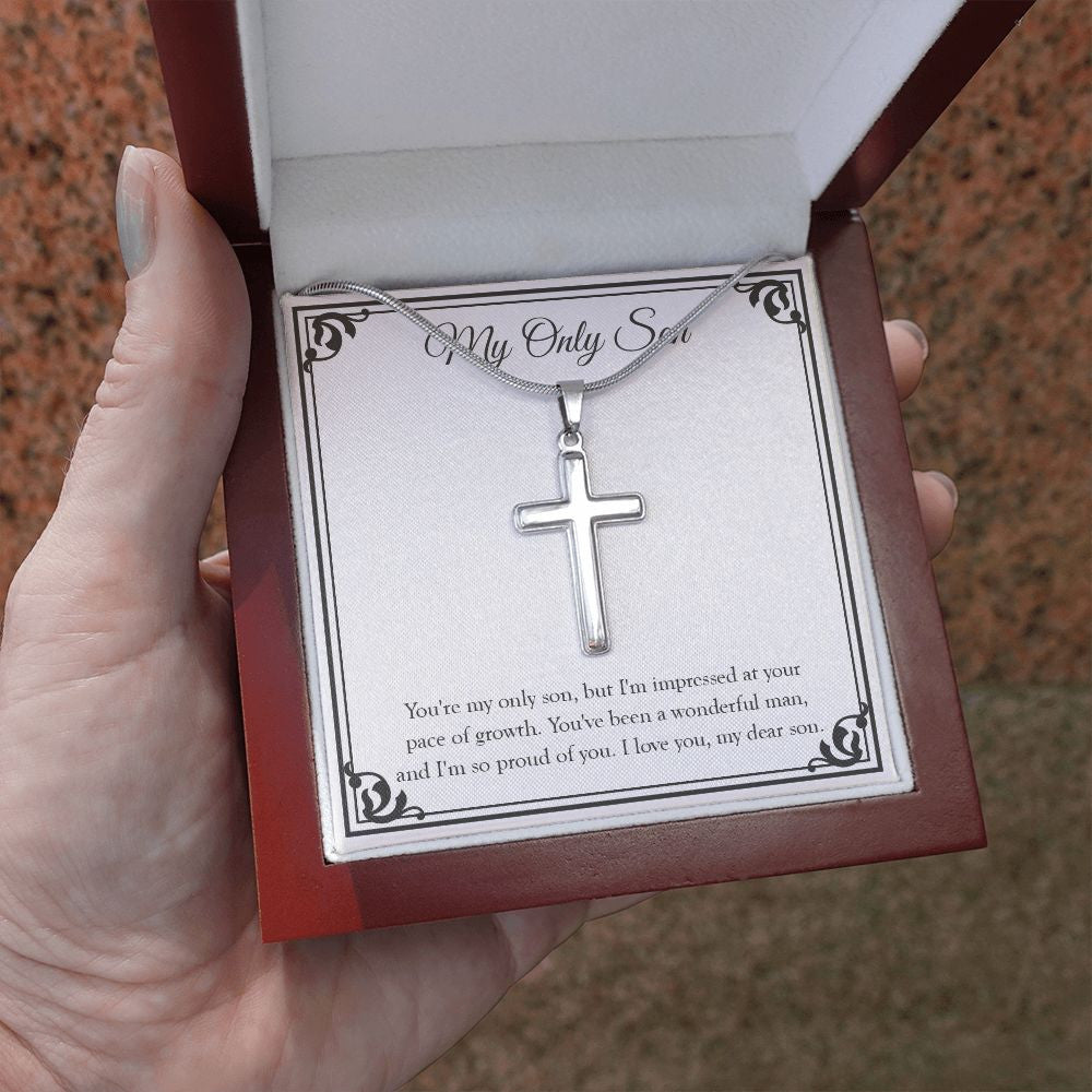 A Wonderful Man stainless steel cross luxury led box hand holding