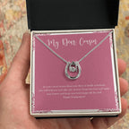 No Need To Worry horseshoe necklace in hand