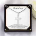 I Want You To Be My World stainless steel cross yellow flower