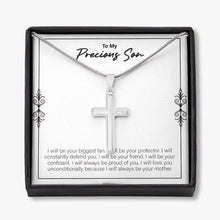Load image into Gallery viewer, Your Biggest Fan stainless steel cross necklace front
