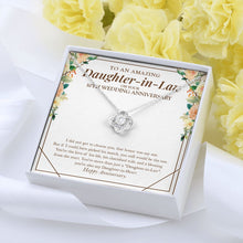 Load image into Gallery viewer, My Daughter-in-Heart love knot pendant yellow flower
