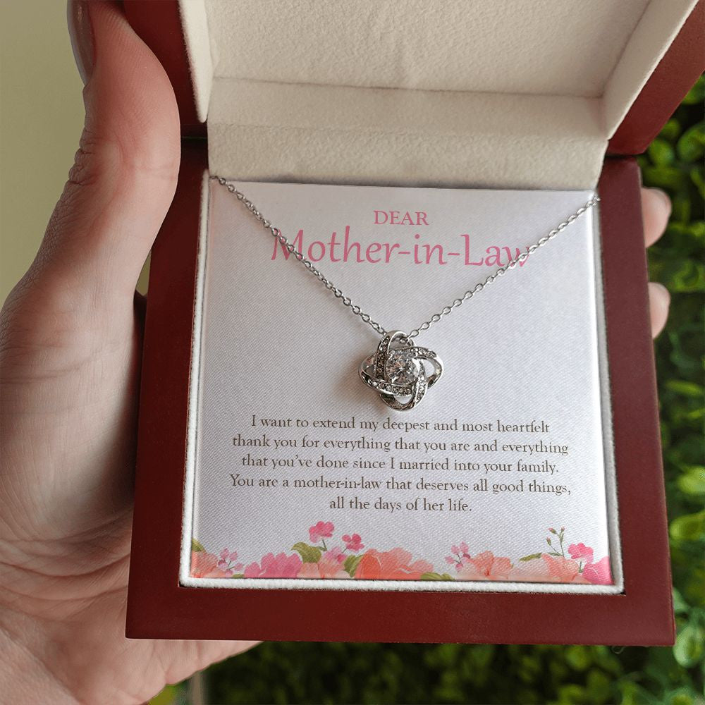 Deserves All The Good Things love knot necklace luxury led box hand holding