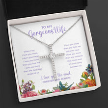 Load image into Gallery viewer, More Than the bad days cz cross necklace close up
