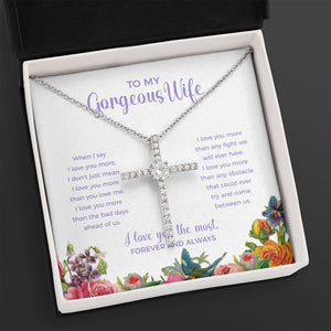 More Than the bad days cz cross necklace close up