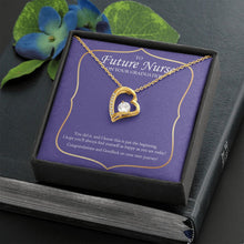 Load image into Gallery viewer, Just The Beginning forever love gold necklace front
