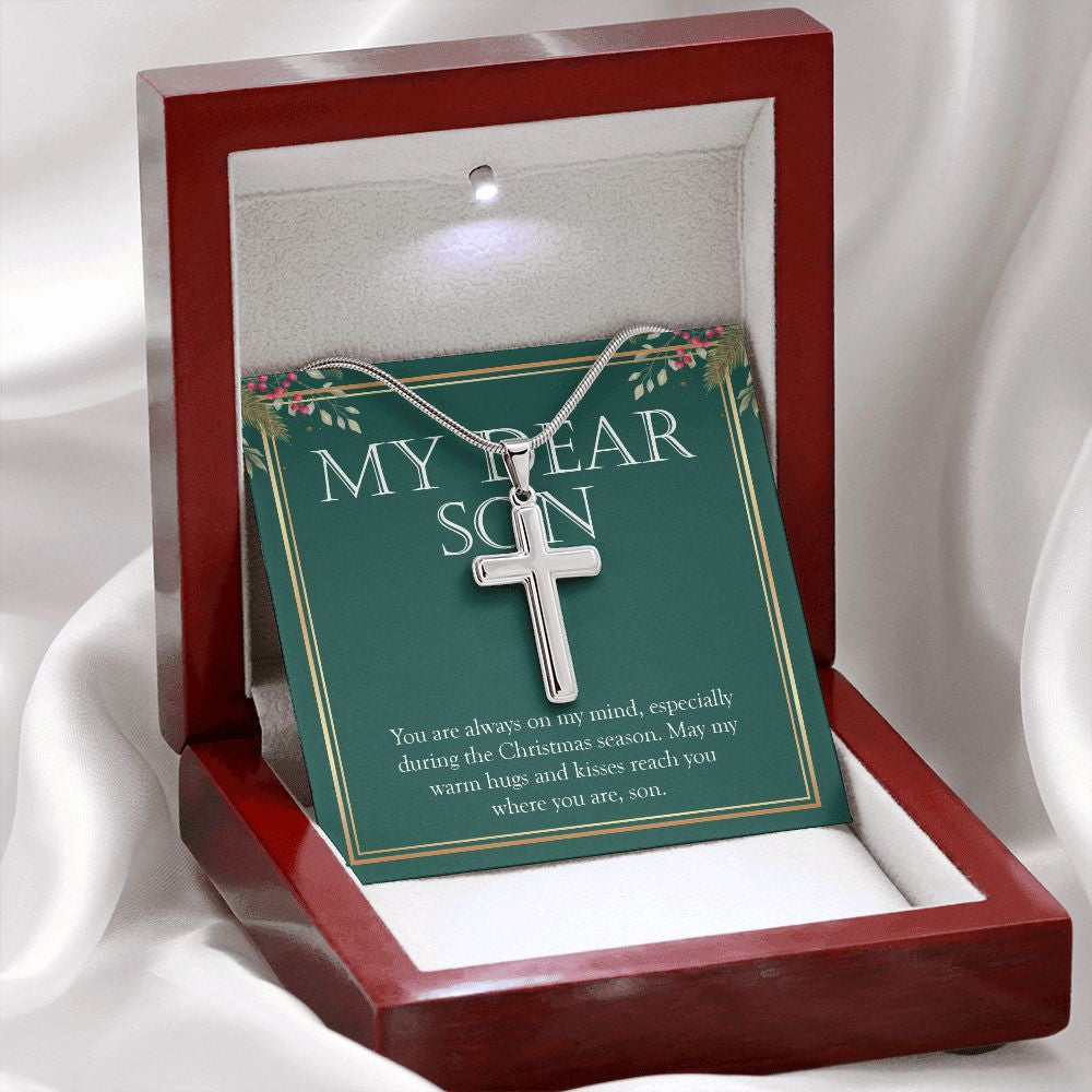 Always On My Mind stainless steel cross premium led mahogany wood box