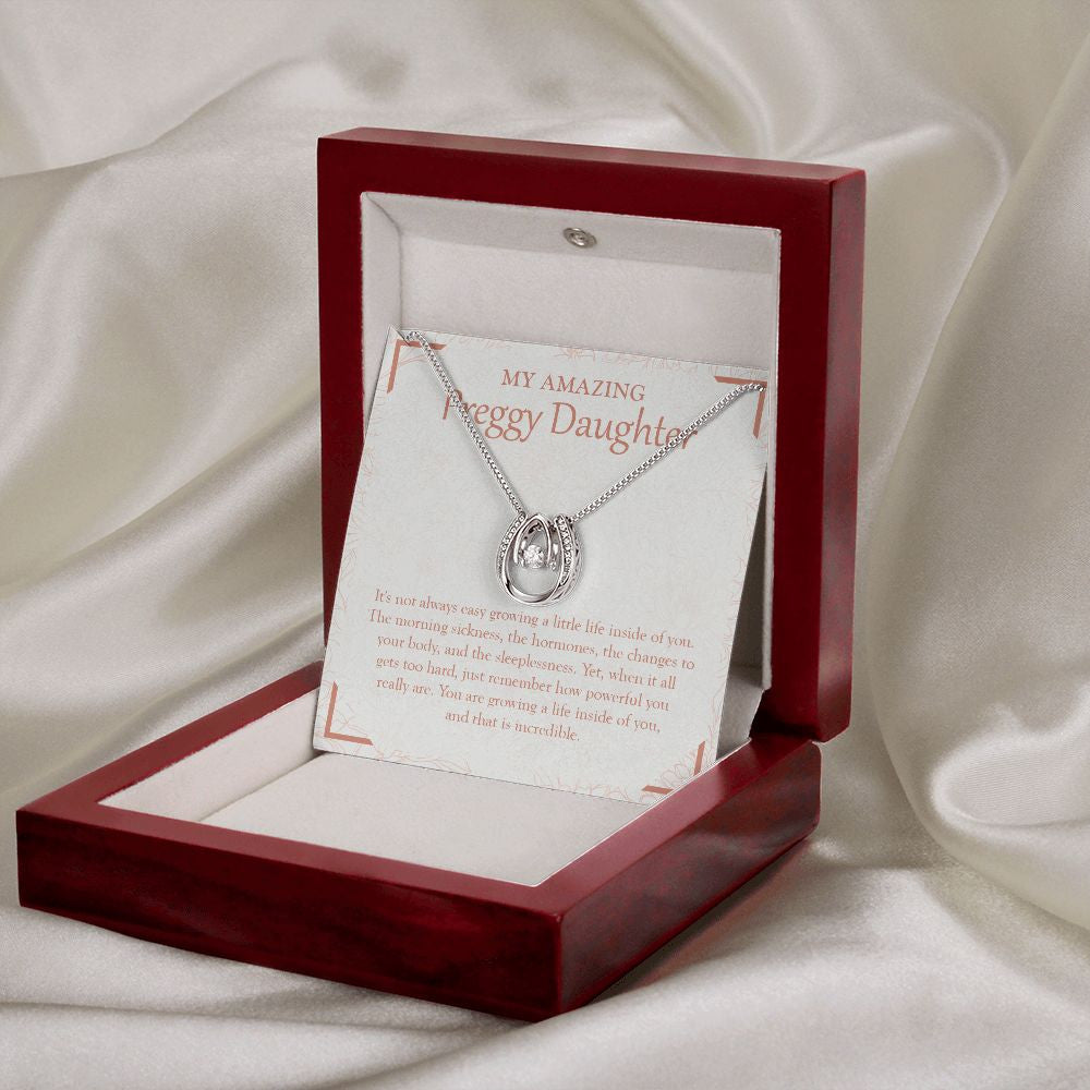 Little Life Inside Of You horseshoe necklace premium led mahogany wood box