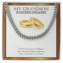 Load image into Gallery viewer, Bling On The Finger cuban link chain silver front
