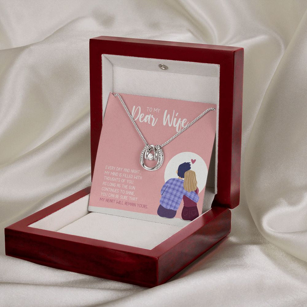 Thoughts of you horseshoe necklace premium led mahogany wood box