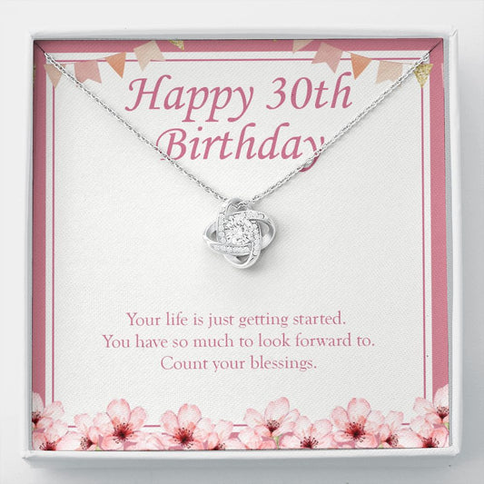 Count Your Blessing love knot necklace front