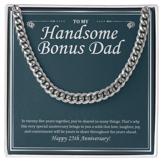 Contentment Will Be Yours cuban link chain silver front