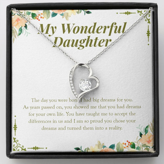 Accepting Differences In Us forever love silver necklace front