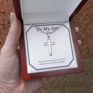Always Stay Connected stainless steel cross luxury led box hand holding