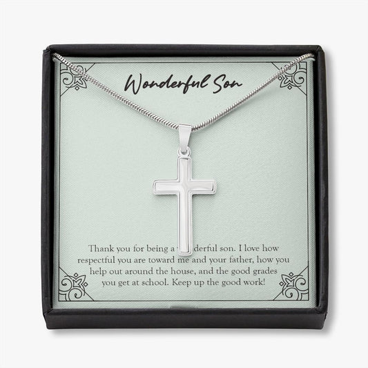 How Respectful You Are stainless steel cross necklace front