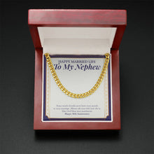 Load image into Gallery viewer, God Bless Your Matrimony cuban link chain gold mahogany box led
