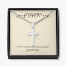 Load image into Gallery viewer, Take Pride In The Significant Steps stainless steel cross necklace front
