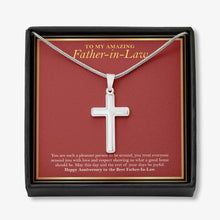 Load image into Gallery viewer, A Pleasant Person stainless steel cross necklace front
