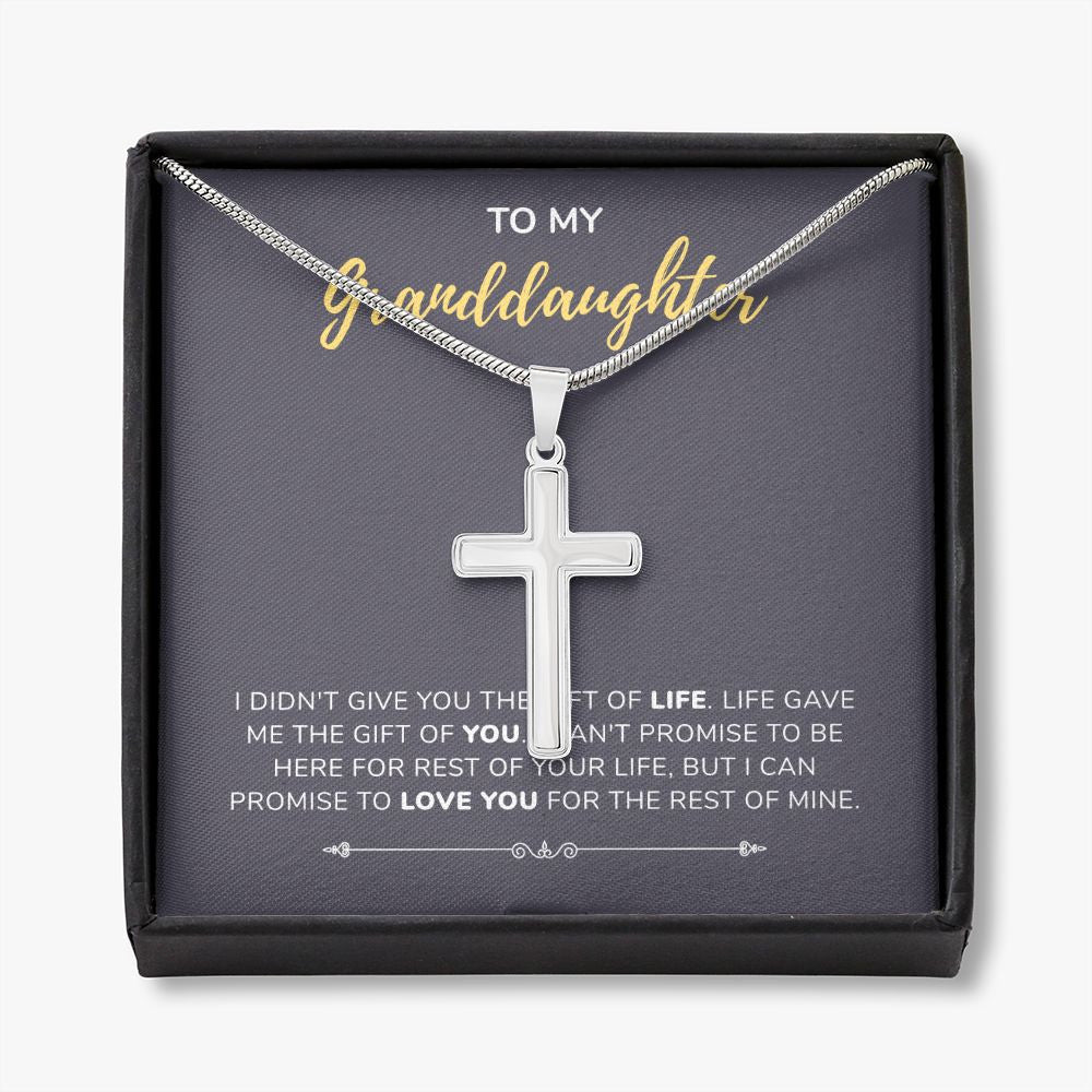 Gift Of Life stainless steel cross necklace front