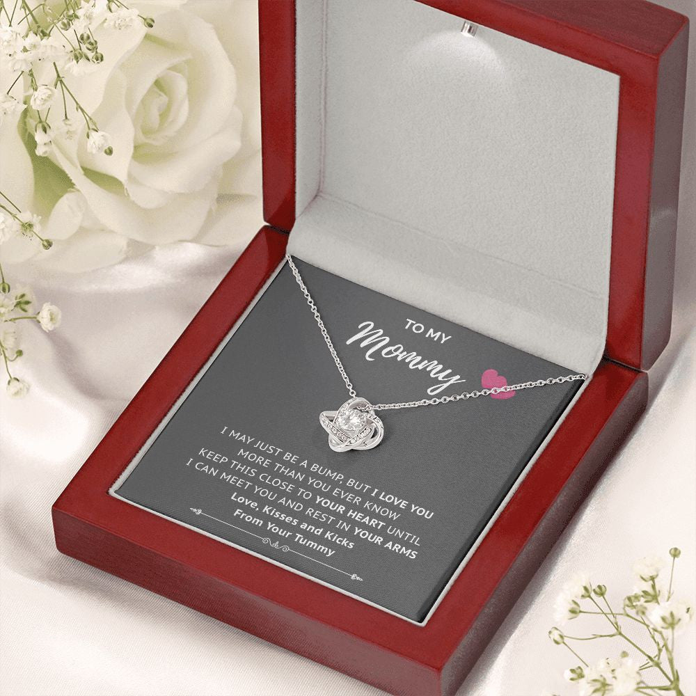 Love Kisses Kicks love knot necklace premium led mahogany wood box